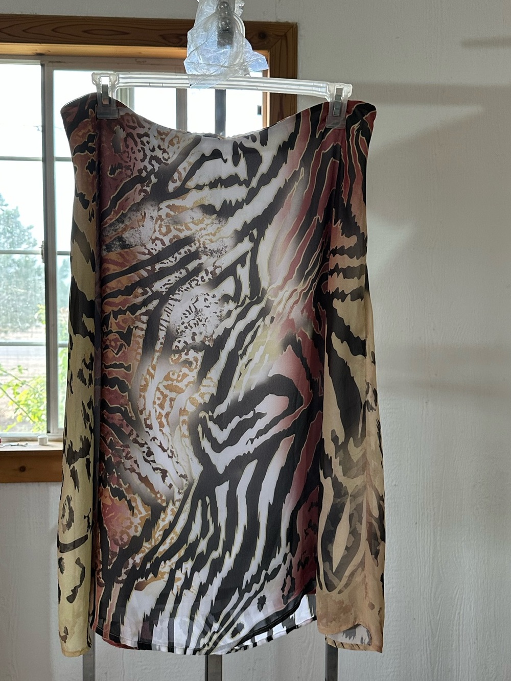 Sheer Animal Skirt  in Black, Cream & Mauve